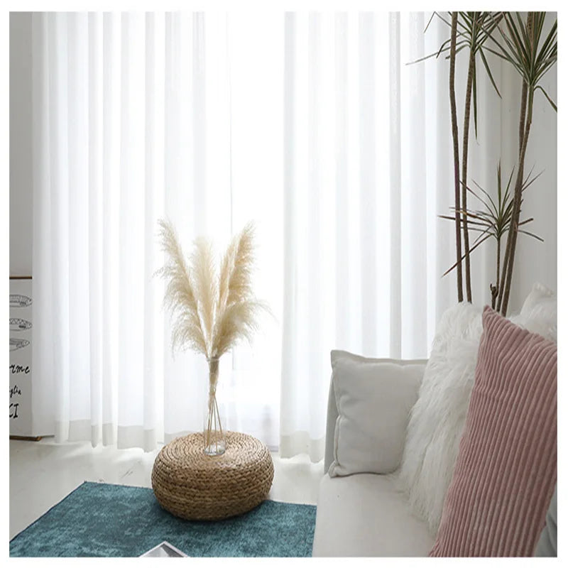 Modern White Thick Tulle Curtains For Living Room Sheer Curtain Bedroom Window Custom Size Ready-made Rideaux Pour Le Salon