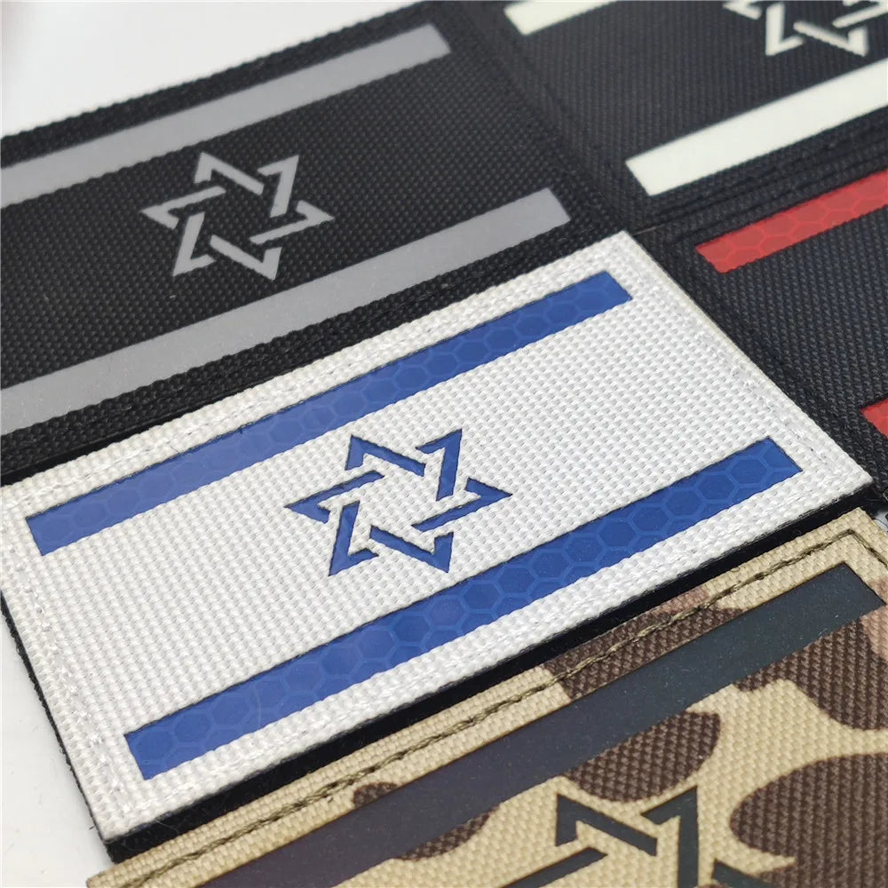 1pcs Embroidery Israel Flag Brassard Tactical Patch Cloth Punisher Armband Army Hook And Loop Emblem Morale Combat Badge