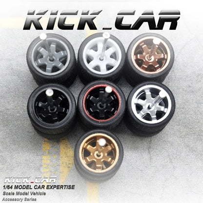 KicarMod 1/64 Wheels with Tires from TE37 Toy Wheels for Hobby Diecast